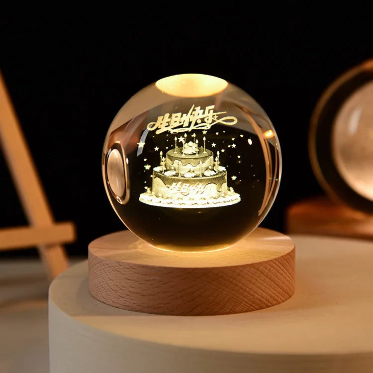 Product Image for Leuchtende 3D-Kristall-Nachtlichter – einzigartige Geschenke für alle Anlässe, Geburtstag / 6cm mit Sockel