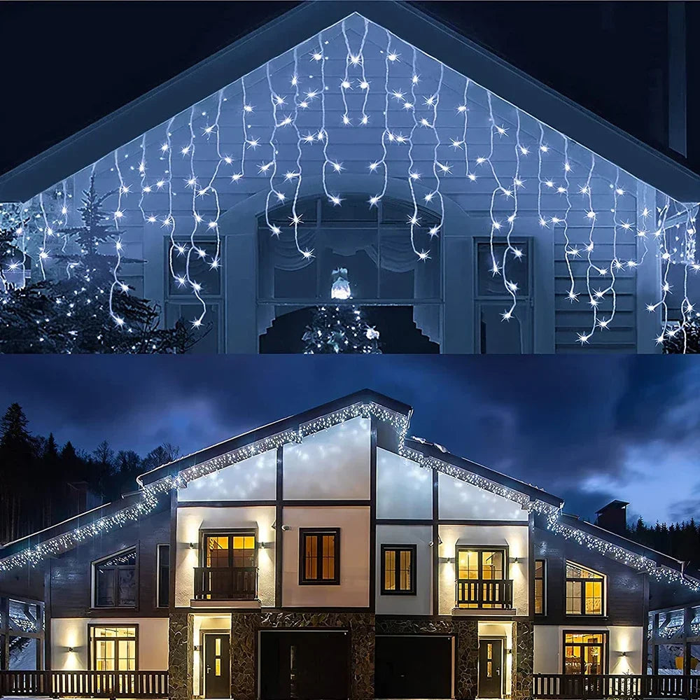 Product Image for Outdoor Winter Slänger LED Eiszapfen Vorhang Weihnachtsbeleuchtung - Curtcle, Kalt Weiß / 4 Meter/120 Lampen / 8-modus fernbedienung