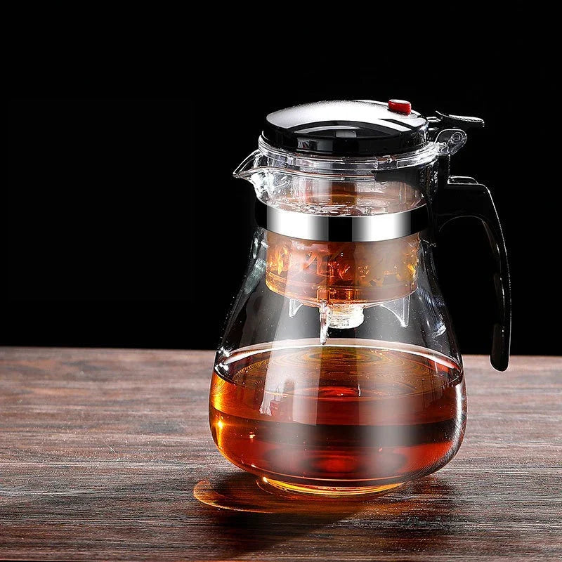 Product Image for Hitzebeständige Glasteekanne mit Ein-Klick-Filter – Tee- und Kaffeekanne, Teewassertrennung, Heimteegeschirr-Set, 1800ML