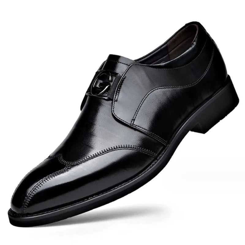 Product Image for Frendorf | Herren Leder Schuhe Stilvolle Herren Schuhe Spitz Oxford Hochzeit Leder Herren Dress Schuhe Gentleman Büro Mann Schuh, Schwarz / 40