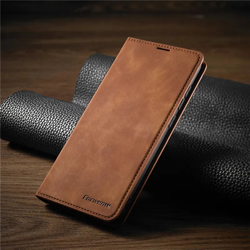 Product Image for Frendorf | iPhone Hülle: Magnetische Leder Tasche für stilvollen Schutz, Braun / iPhone X / XS