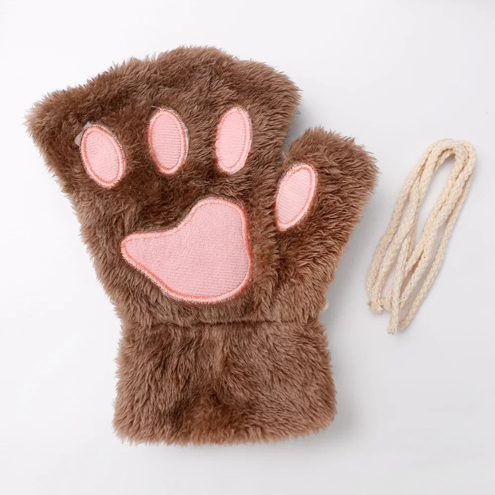 Product Image for Cartoon Süße Katze Krallen Pfotenhandschuhe - Frauen Plüschhandschuhe für Wärme und Stil - Weich, Fingerlos, Flauschige Bären Katzen Kostümhandschuhe,