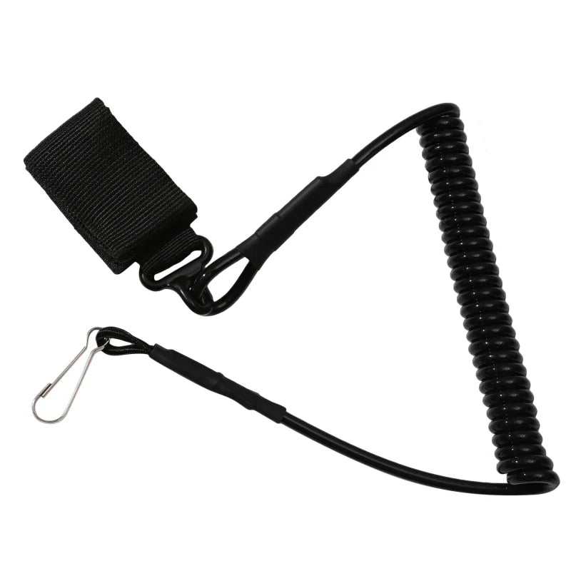 Product Image for Elastisches Lanyard-Seil – Taktisches Anti-Verlust-Feder-Sicherheitsgurt für Schlüsselringe, Ketten, Taschenlampen und Jagdzubehör, B Schwarz