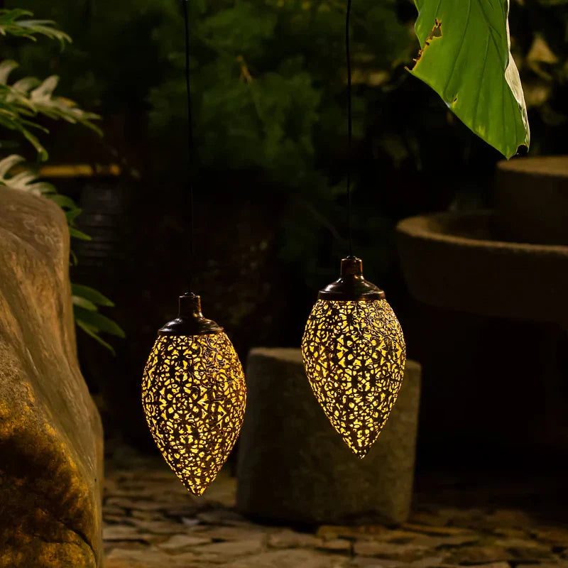 Product Image for Frendorf | SolarisGlow Tropfenförmige Solar-Laterne | Wasserfall-Lichtdesign | Outdoor Solarleuchte | Garten & Terrasse Beleuchtung