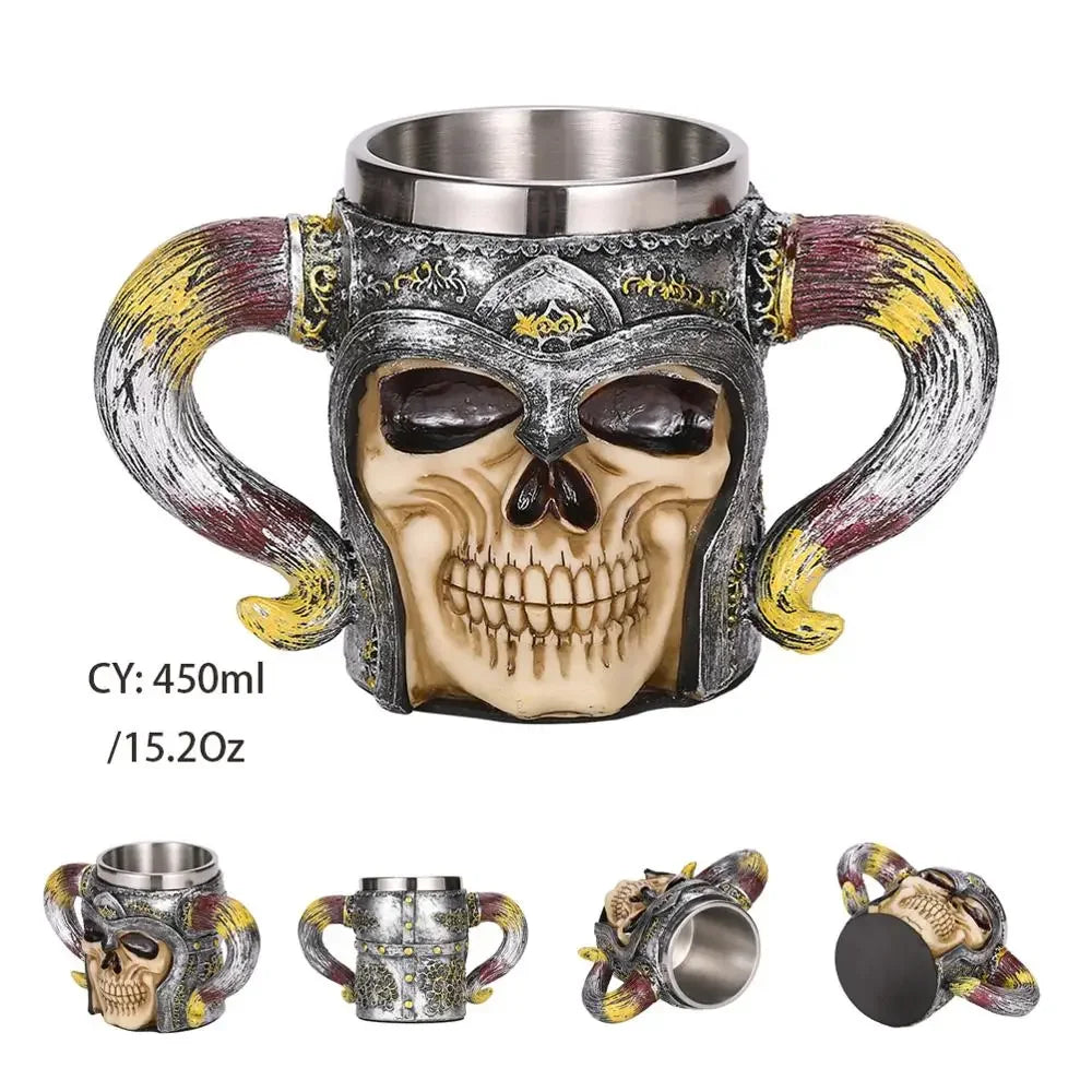 Product Image for Mittelalterlicher Drachenharz-Edelstahlbecher als Kaffeebecher oder Teebecher, Höllenkrieger / 600ml