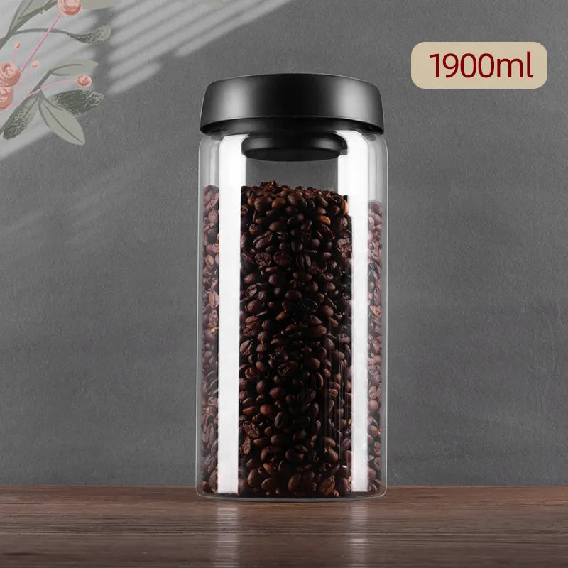 Product Image for GIANXI Vakuumversiegelter Krug, Kaffeebohnen, Glas, luftdichter Kanister, Lebensmittel, Körner, Süßigkeiten, Frischhaltedose, Küchenzubehör, 1900 ml