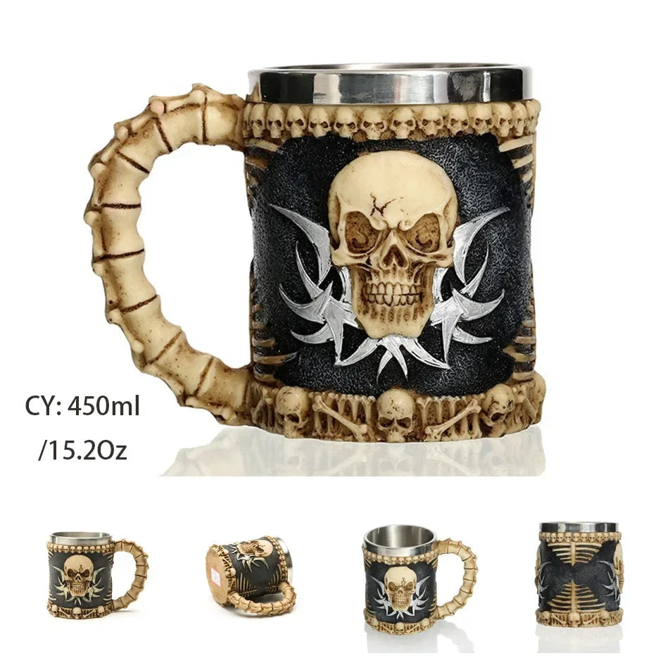 Product Image for Mittelalterlicher Drachenharz-Edelstahlbecher als Kaffeebecher oder Teebecher, Teufel / 600ml
