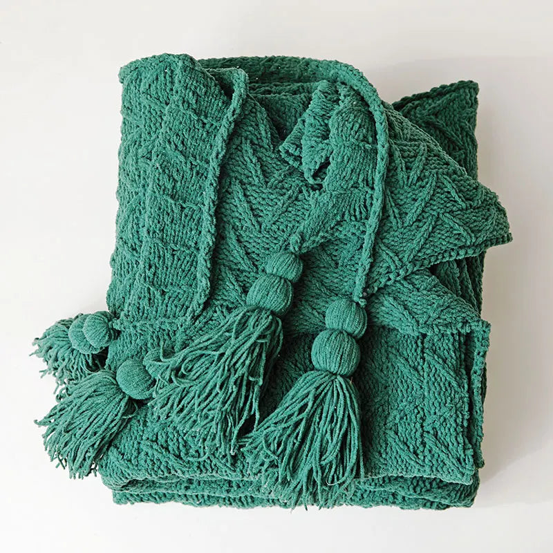 Product Image for Frendorf | HeartKnit Kuscheldecke aus Chenille | Strickdesign | Für Bett & Sofa | Weich & Gemütlich, Grün Stil zwei / 130cm x 160cm