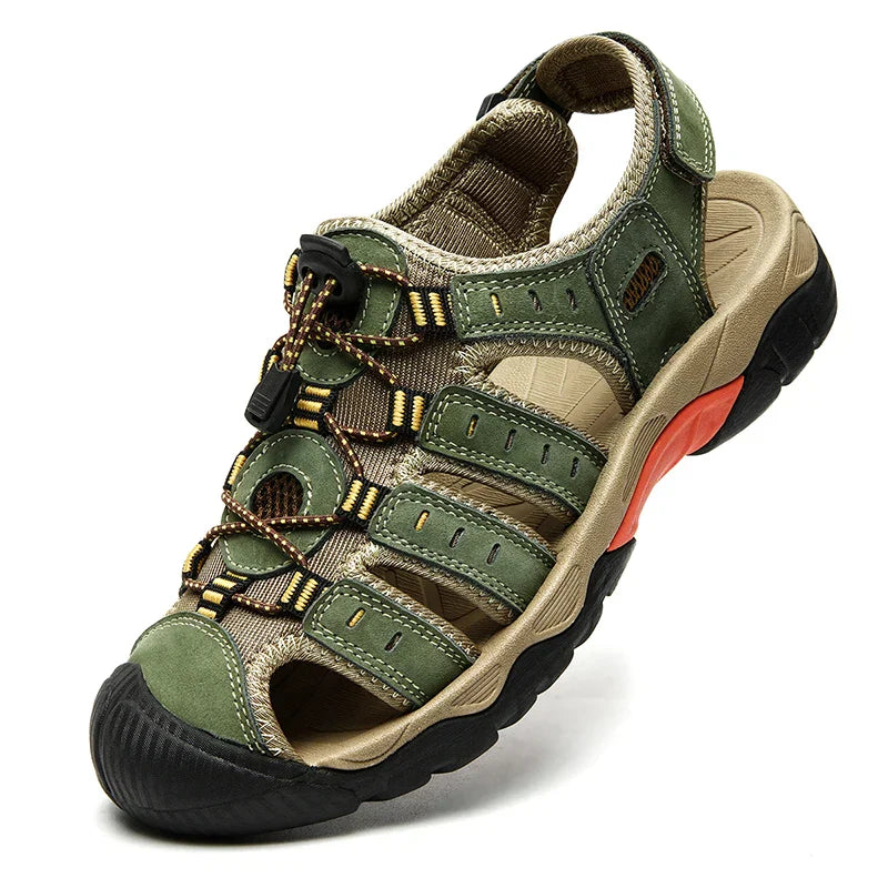 Product Image for Sommer Herren Outdoor Sandalen Strand Schuhe Echtes Leder Trekking Wandern, Grün / 39
