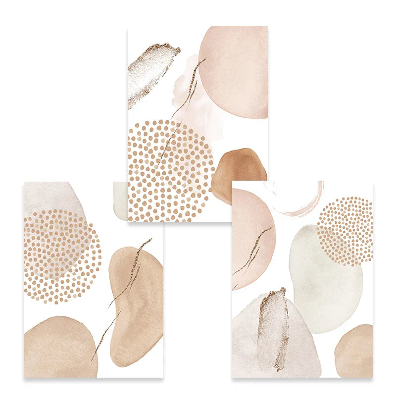 Product Image for Watercolor Abstract Beige Pink Gold Poster Boho Canvas Print Painting Geometric Wall Art Picture Living Room Interior Home Decor, SET9 3STK / 30x40 cm