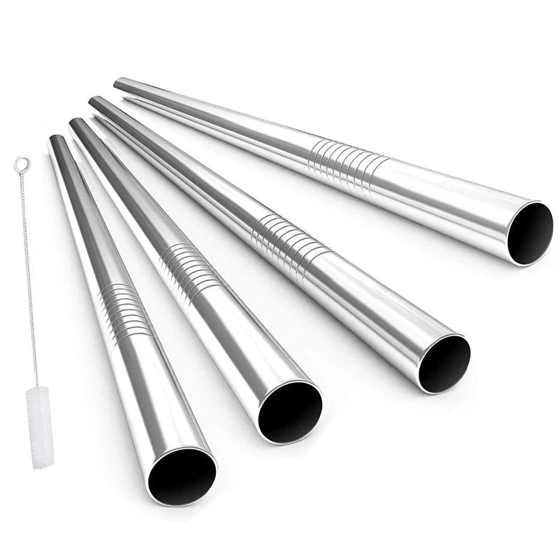 Product Image for Extra breite Metallstrohhalme für Bubble Tea, Silver Color