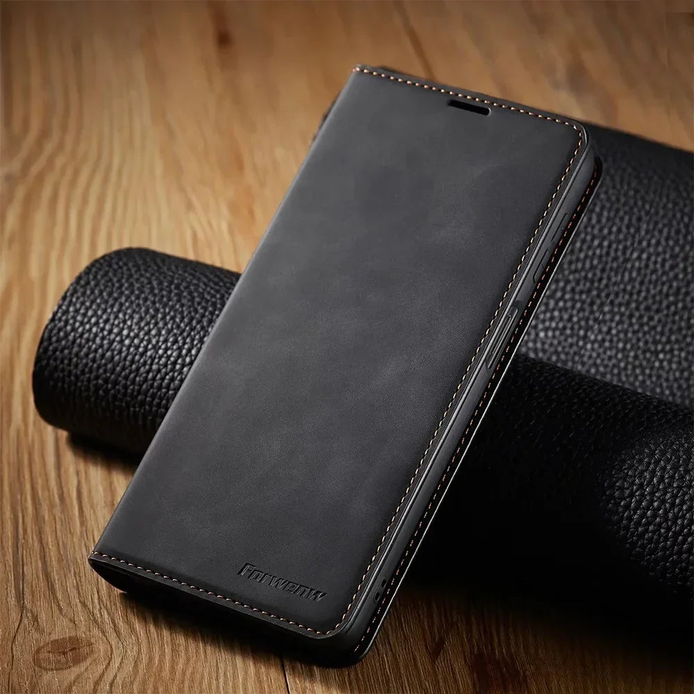 Product Image for Frendorf | Samsung Hülle: Magnetische Leder Tasche für stilvollen Schutz, Schwarz / Galaxy S22