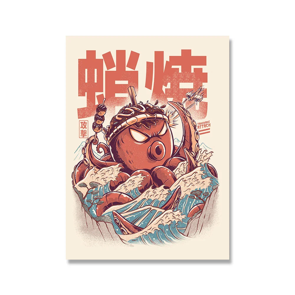 Product Image for Japanische Lebensmittel Nudeln Moderne Küche Poster Dekoration Getränke Ramen Cartoon Leinwand Malerei Retro Bar Wandkunst Druck Bilder, B / 13x18cm 