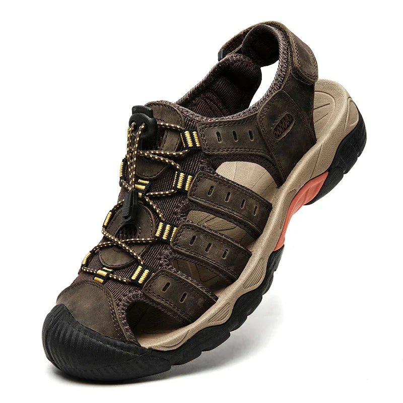 Product Image for Sommer Herren Outdoor Sandalen Strand Schuhe Echtes Leder Trekking Wandern, Kaffee / 45