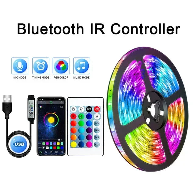 Product Image for USB LED Strip Lights APP Steuerung Farbwechsel 5050 RGB Led Licht Flexible Lampe Band für Raumdekoration TV Hintergrundbeleuchtung Diode, Bluetooth-