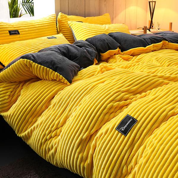 Product Image for Frendorf | Verdickte Corduroy Samt Bettwäsche Set, Gelb / Volle Größe