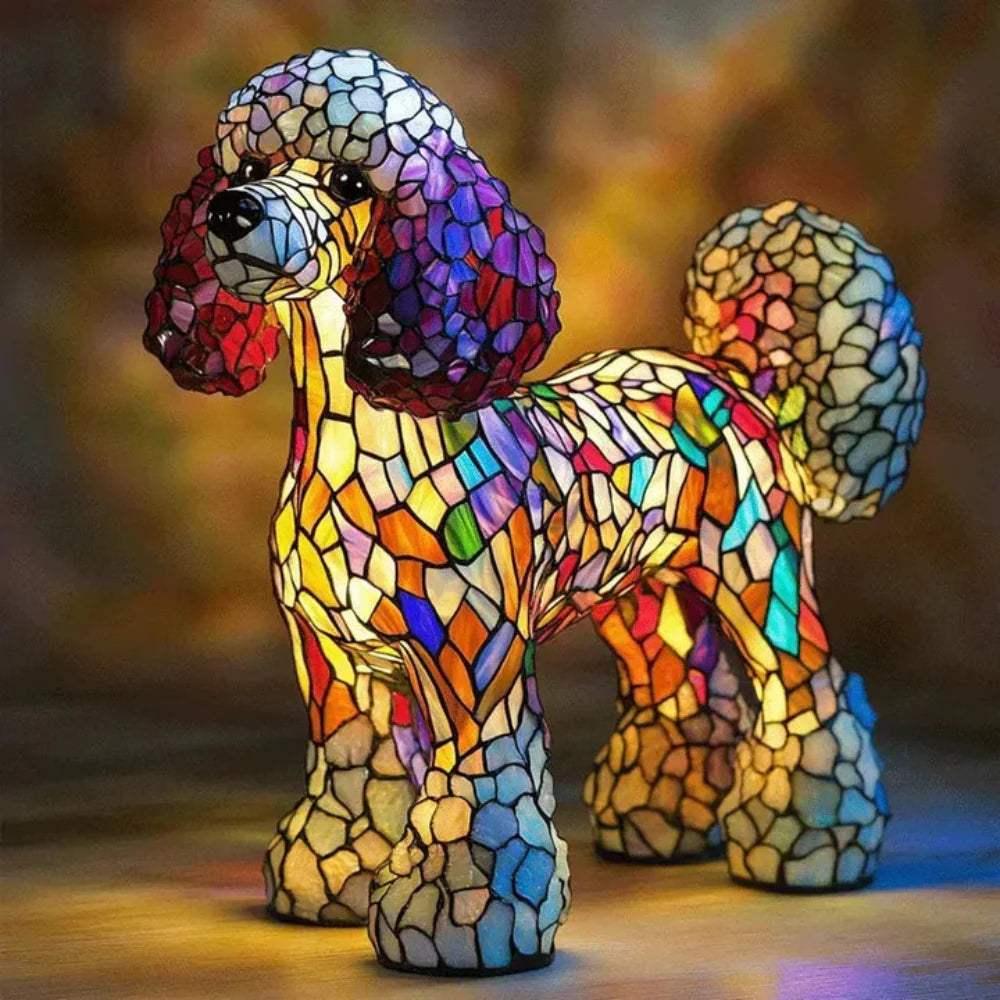 Product Image for Frendorf | Buntglass Hund Tischlampe Beste Tiffany Stil Haustier Tierhausdekoration, Pudel