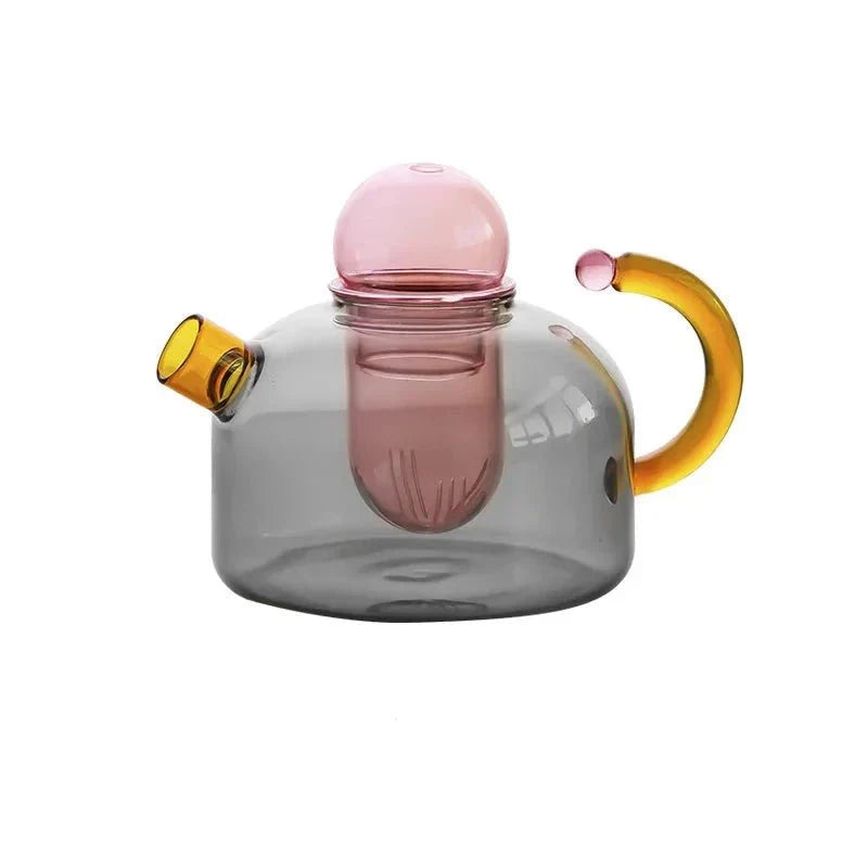 Product Image for Kontrastierende Farbtransparente Teekanne & Becherset, Graue Kanne