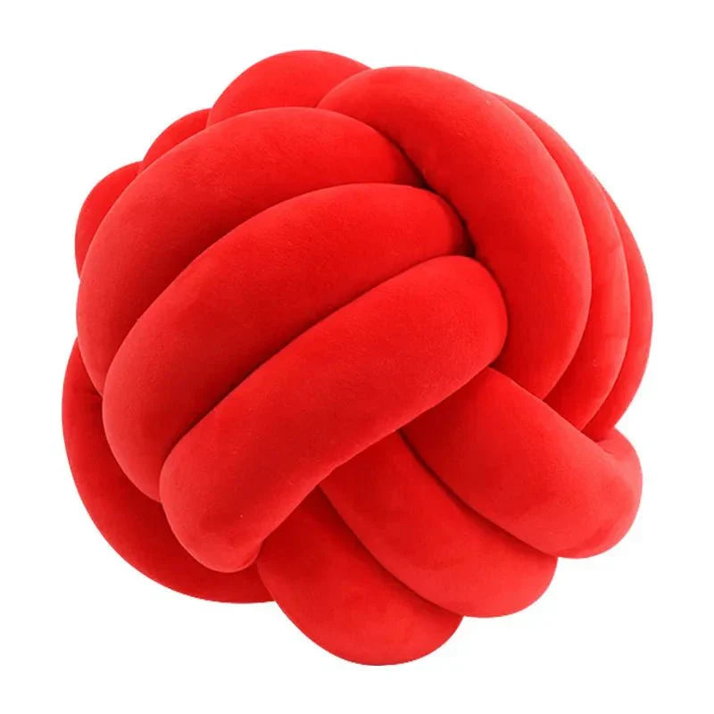 Product Image for Dekorativer geknoteter Wildleder-Optik Ball weicher Kissen, Knoten Rot / 28cm