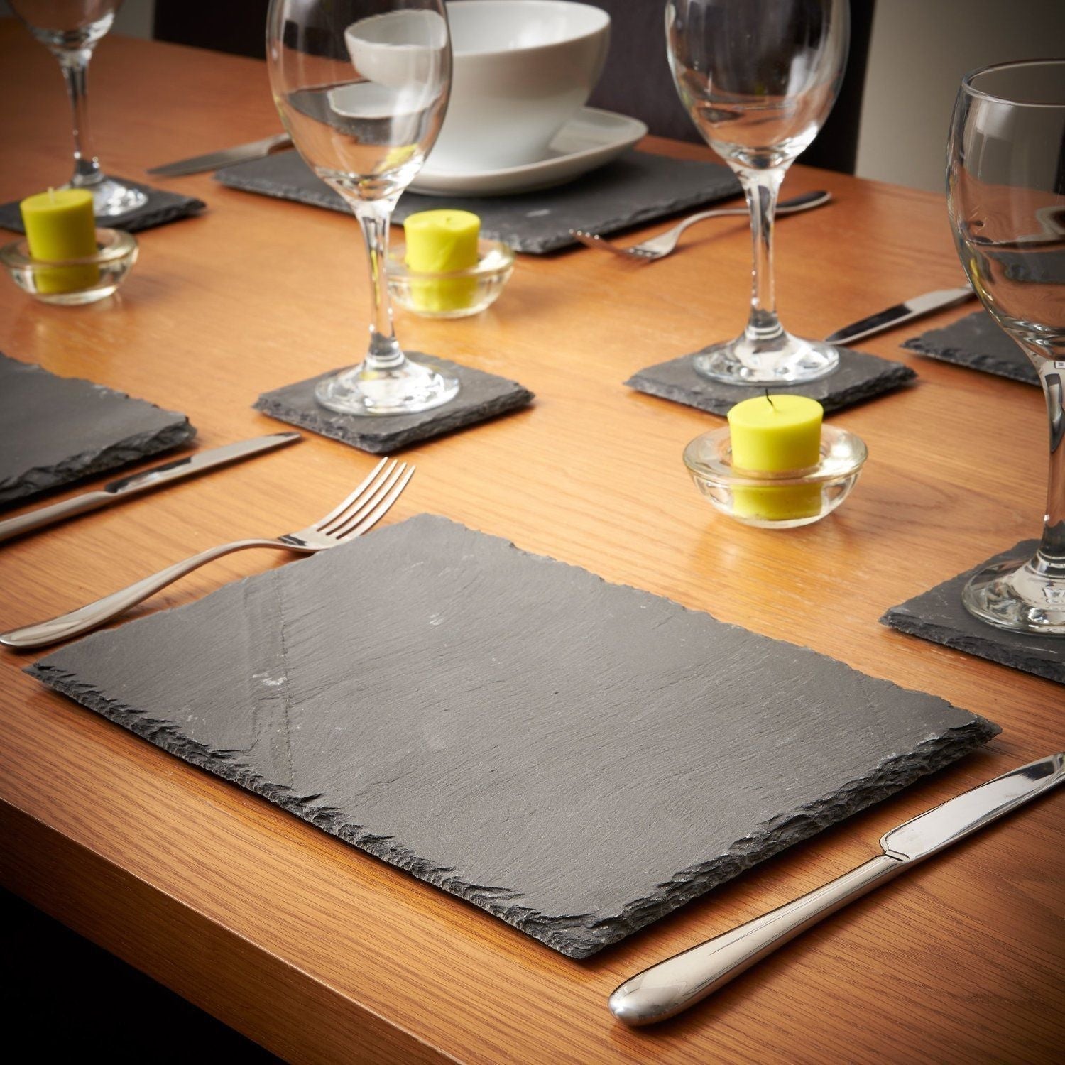Product Image for 8pcs Natural Slate Placemats & Coaster Set