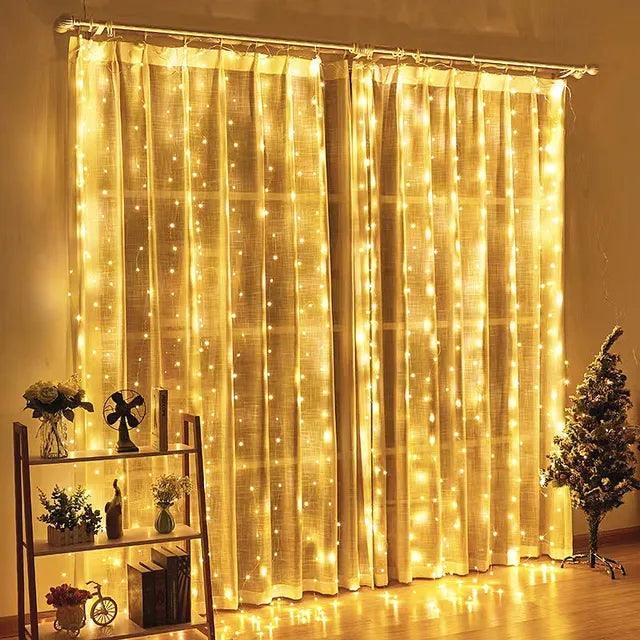 Product Image for LED Vorhang Lichterkette Weihnachtsgirlande Lichterketten, Warmweiß / 3x2M