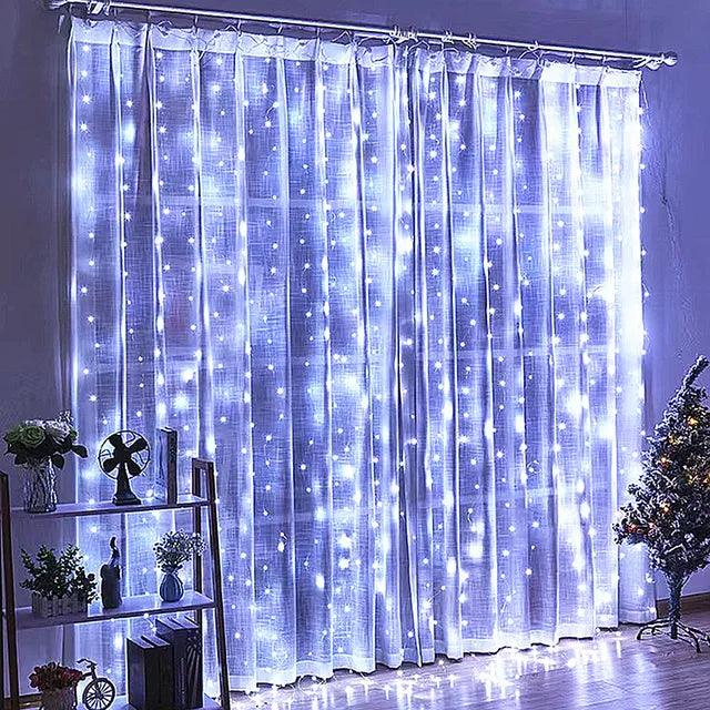 Product Image for LED Vorhang Lichterkette Weihnachtsgirlande Lichterketten, Weiß / 4x3M
