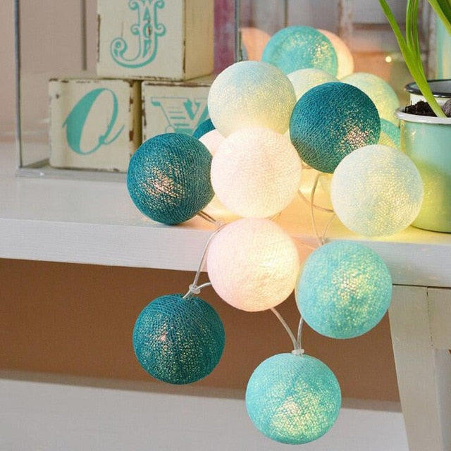 Product Image for Ballton - Baumwoll leuchtende Ballenschaukel | Verschiedene Farbenkombinationen, Himmelsblau / 1,5 Meter 10 Lampen / USB