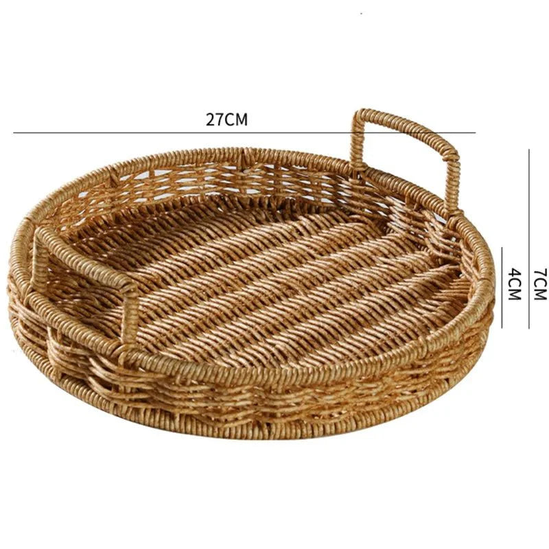 Product Image for Rattan Style Aufbewahrungstablett Mit Griff, Große Runde Option A