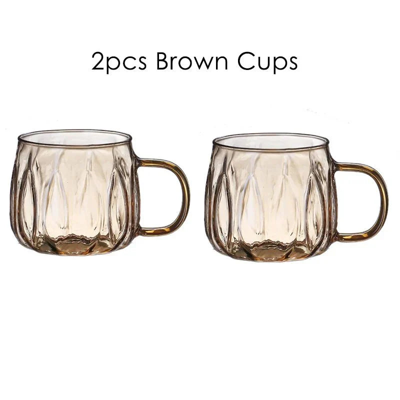 Product Image for Wasserkrug aus Glas im Retro-Stil und passende Tassen, Zwei braune Tassen