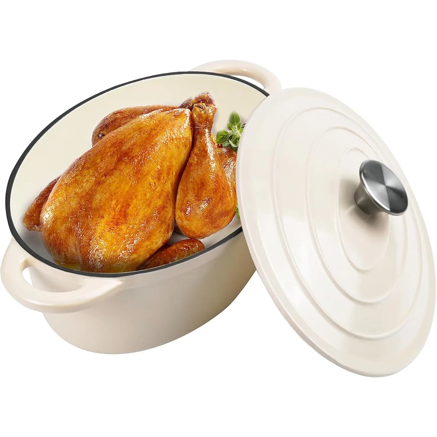 Product Image for Gusseisen Emaille Ovaler Dutch Oven Topf mit Deckel und Doppelgriffen