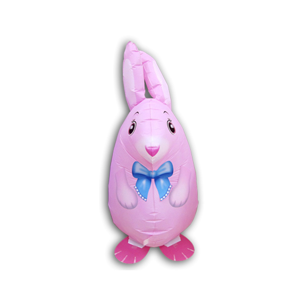 light pink rabbit shaped walking balloon, airwalker