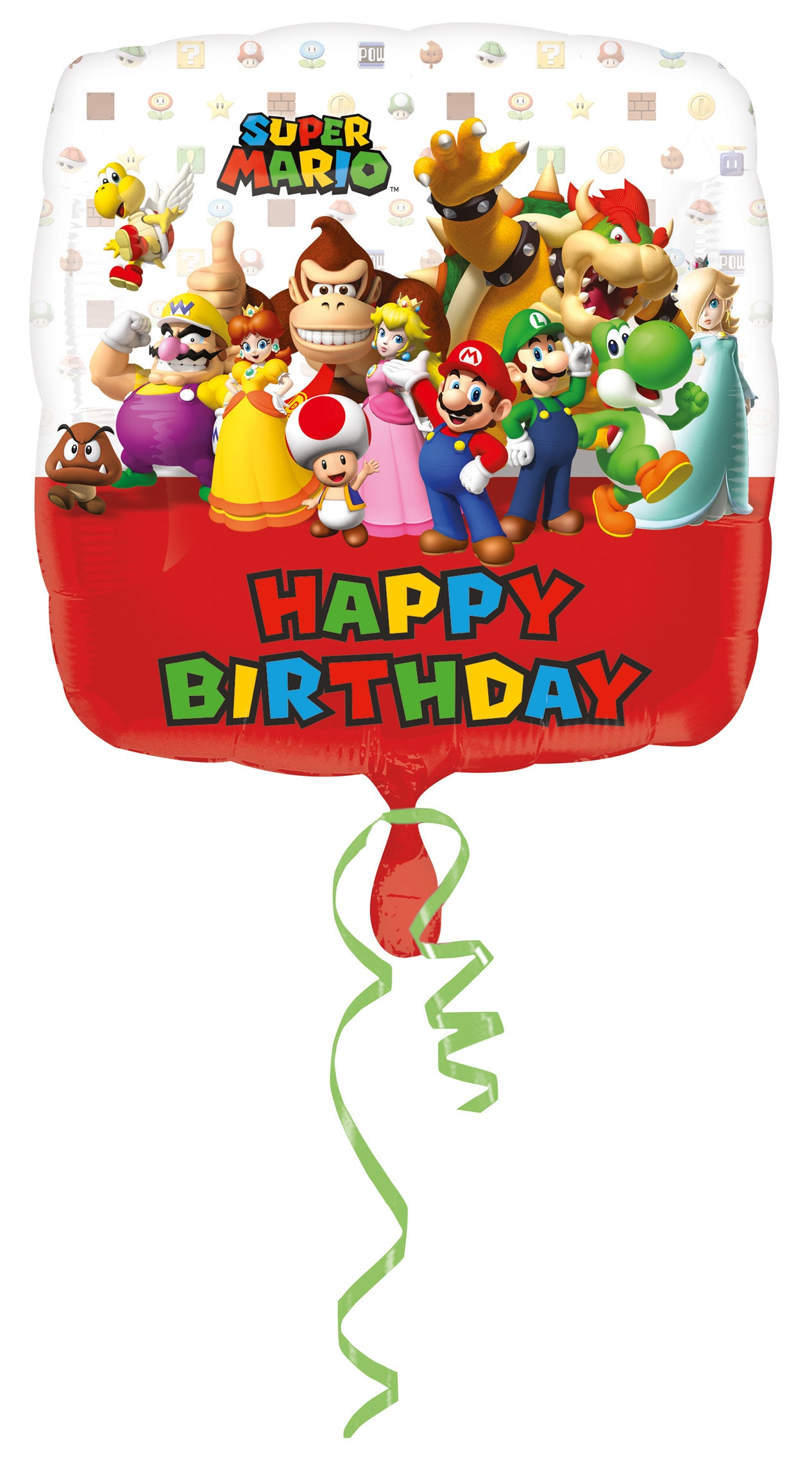square colorful super mario bros happy birthday balloon