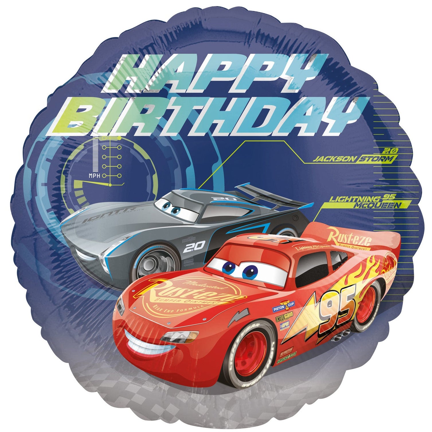 round cars happy birthday balloon