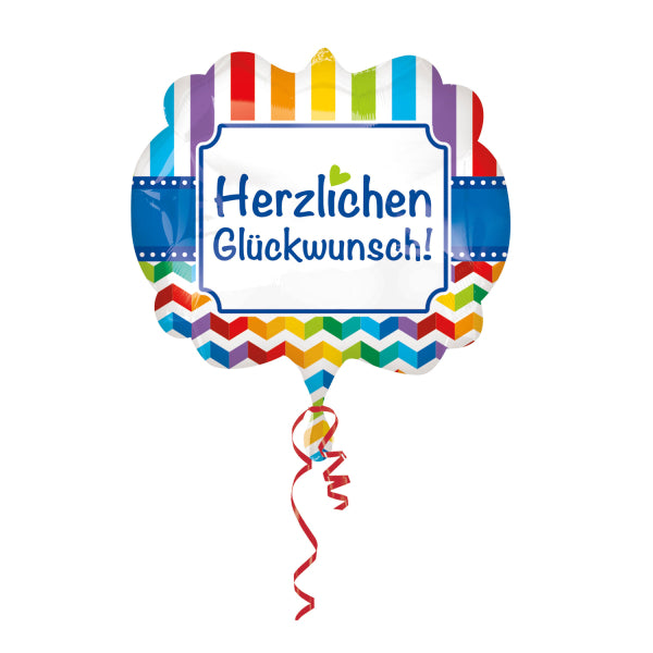 colorful "Herzlichen Glückwunsch" balloon