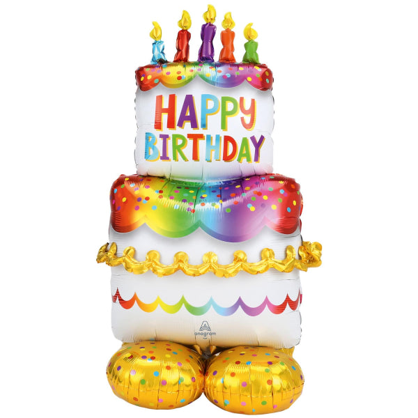 colorful cake shaped happy birthday balloon, airloon