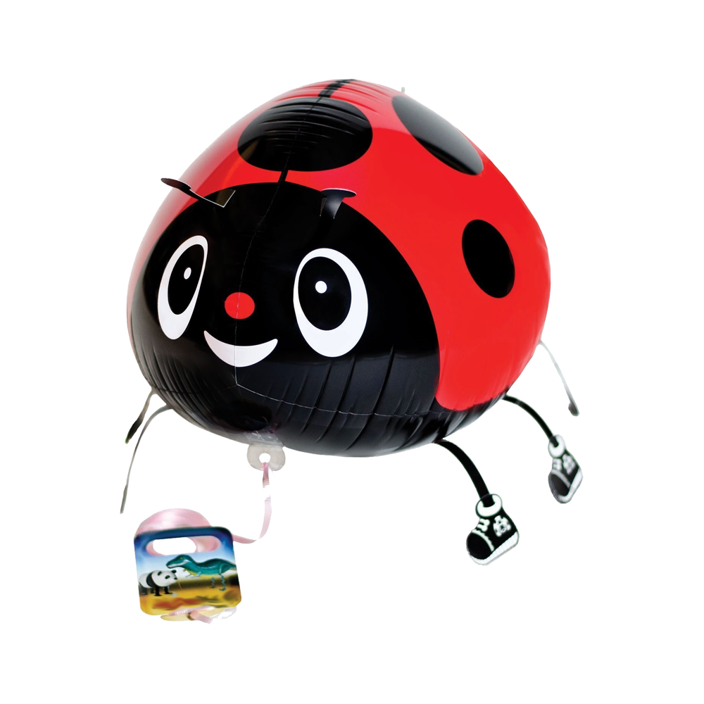 red ladybug shaped walking balloon, airwalker