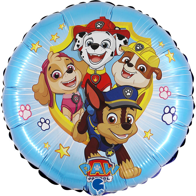 round colorful paw patrol balloon