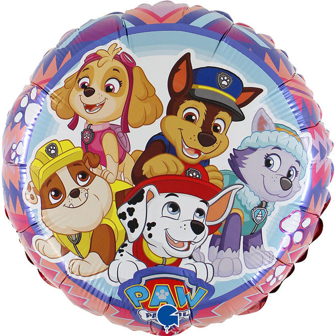 round colorful paw patrol balloon