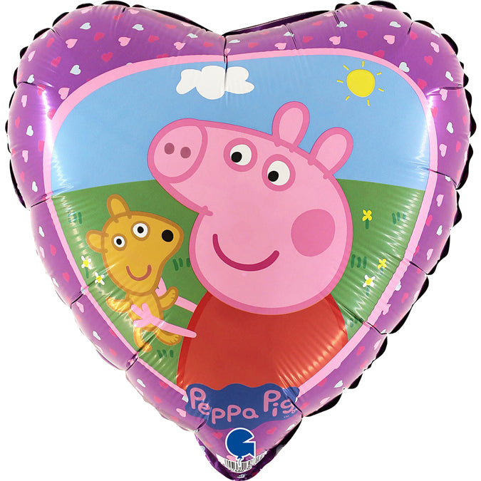 colorful heart shaped peppa pig balloon