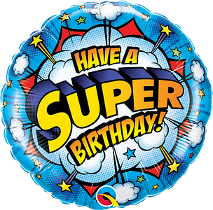 round colorful have a super birthday balloon