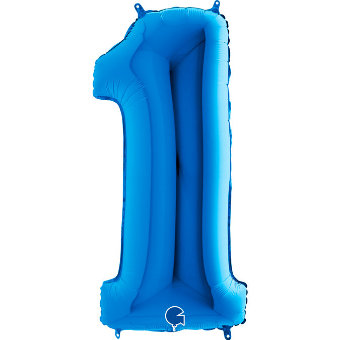 blue number one shaped balloon