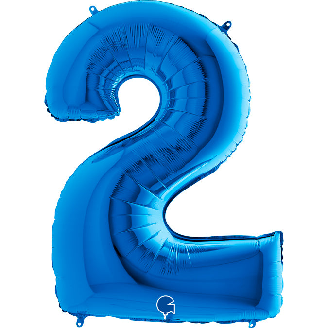 blue number two shaped balloon