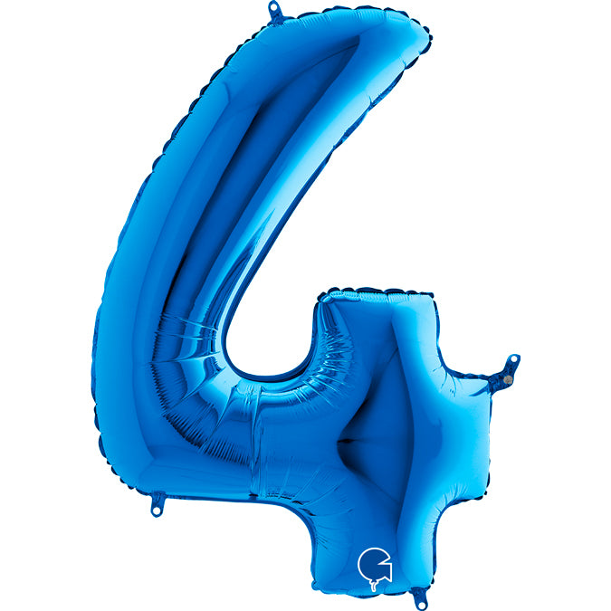blue number four shaped balloon