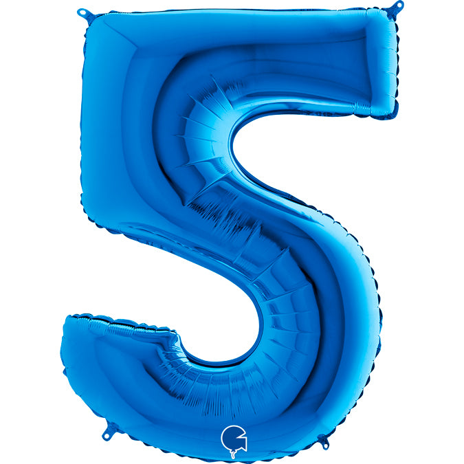 blue number five shaped balloon