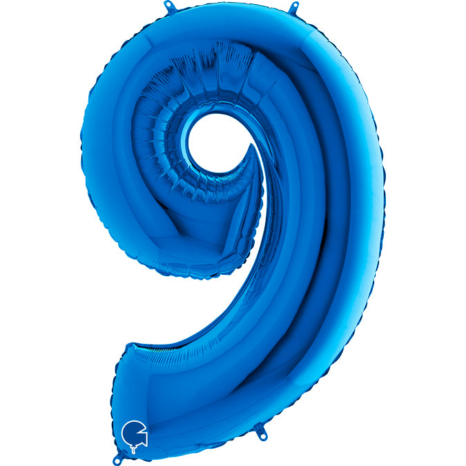 blue number nine shaped balloon