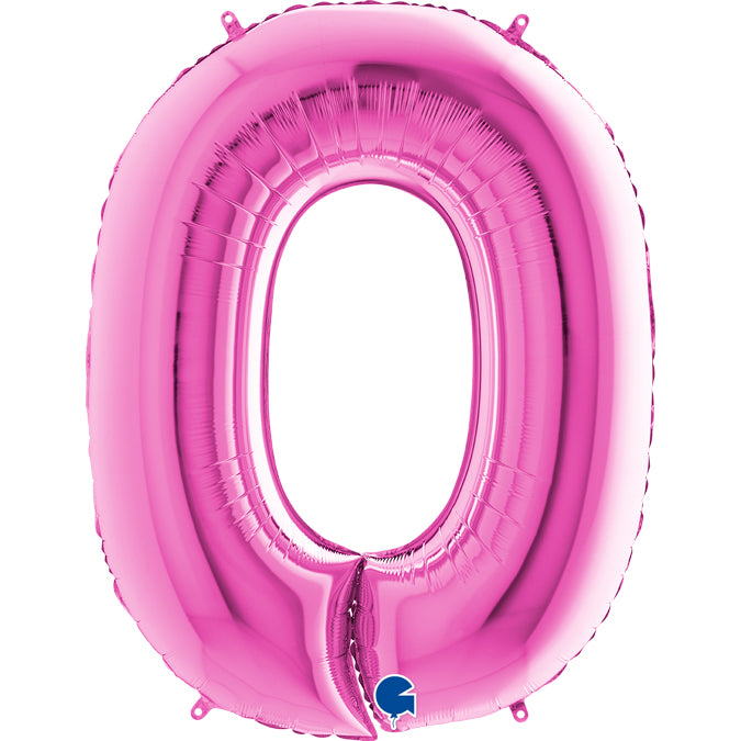 fuchsia/fuxia/magenta/pink number zero shaped balloon