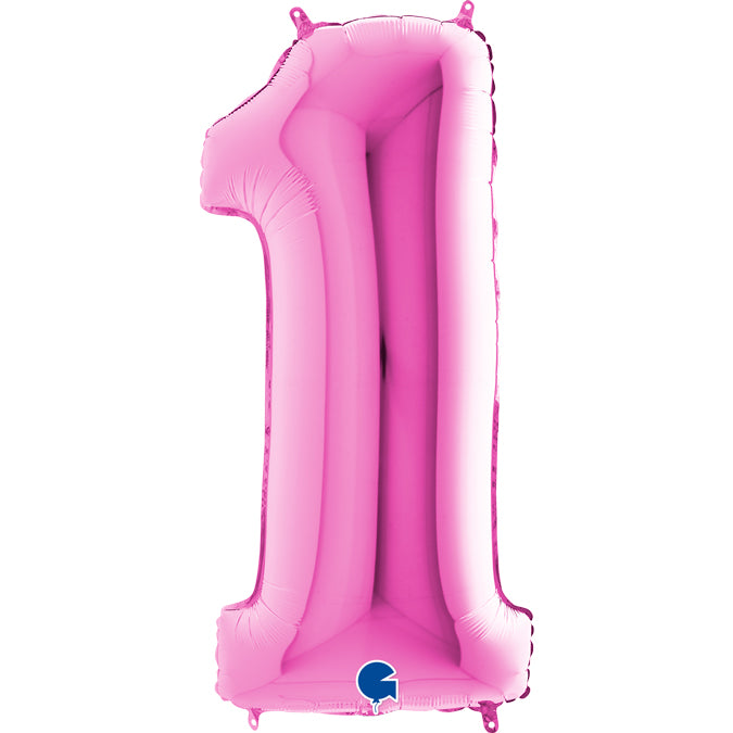 fuchsia/fuxia/magenta/pink number one shaped balloon