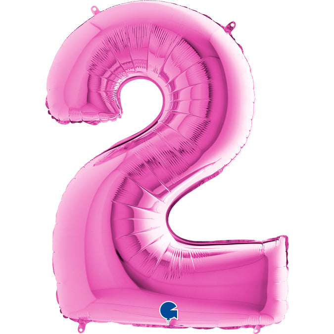 fuchsia/fuxia/magenta/pink number two shaped balloon