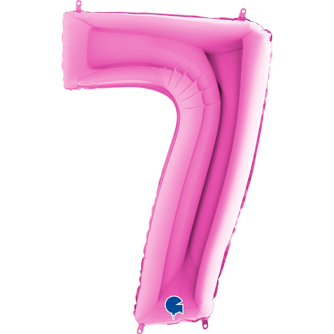 fuchsia/fuxia/magenta/pink number seven shaped balloon