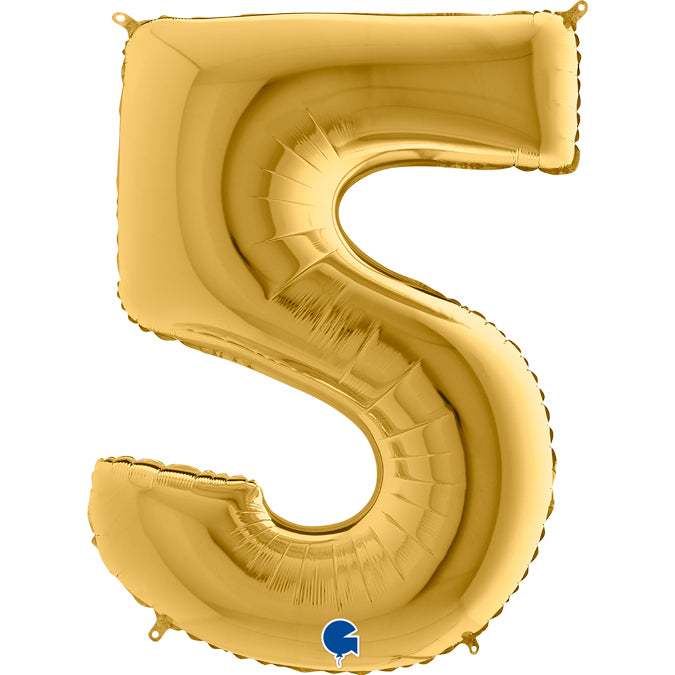 gold number five shaped balloon
